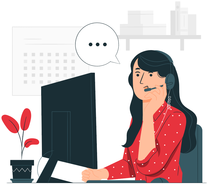 woman behind helpdesk screen