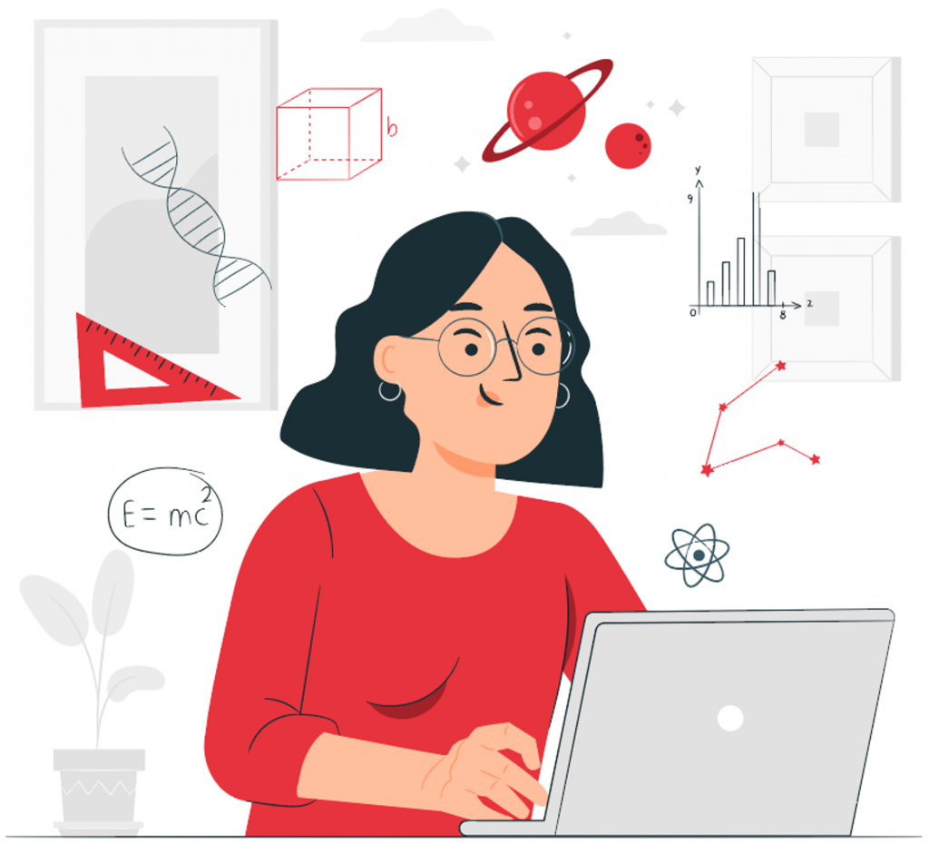 woman learning behind computer