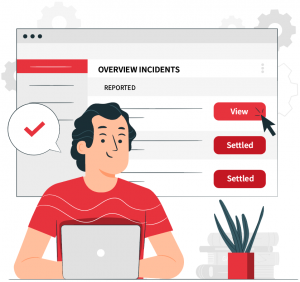 man on laptop looking at overview incidents